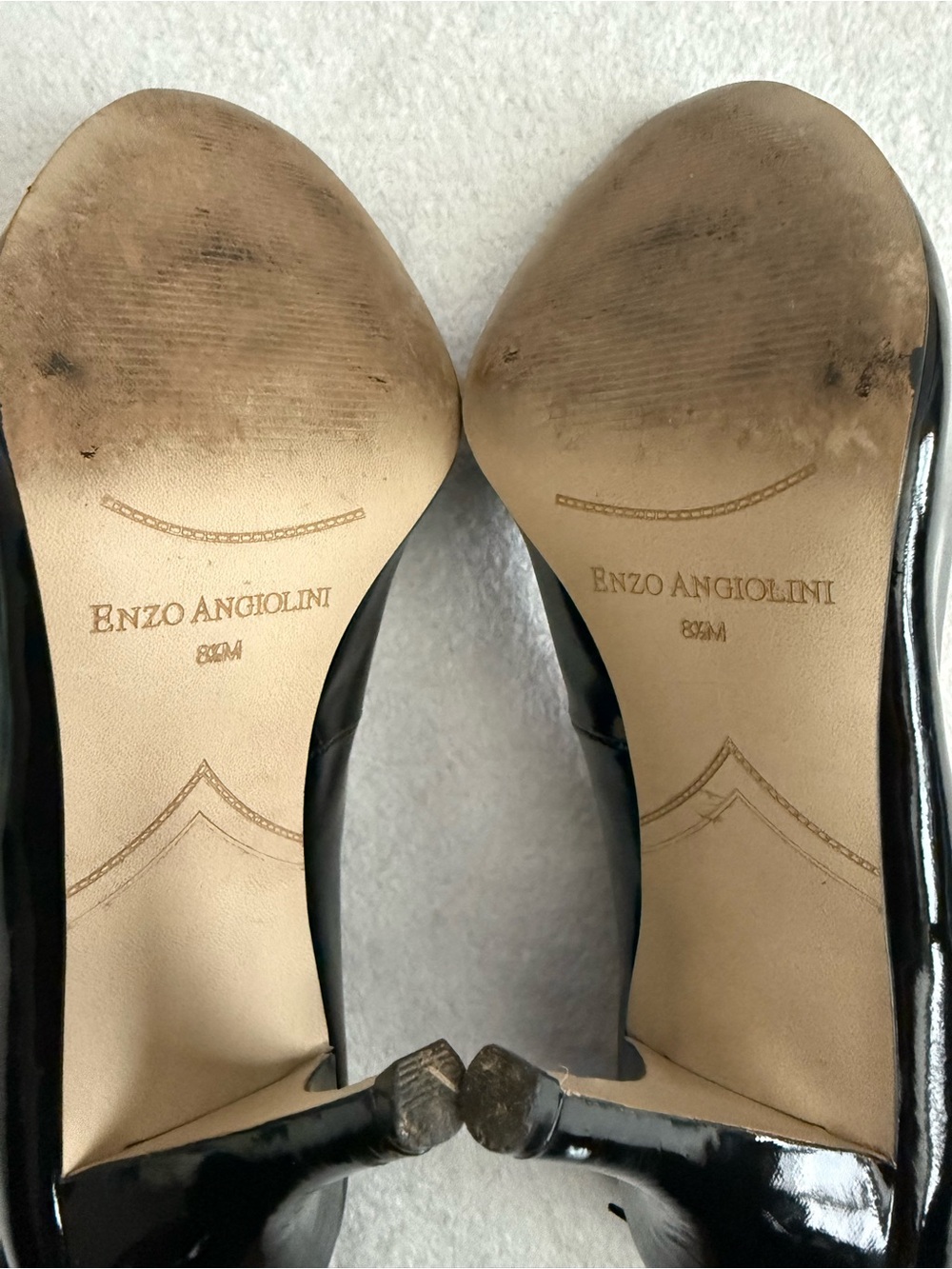 Enzo Angiolini Black Patent Peep-Toe Heels with Bow Size 8.5 - Picture 8 of 11